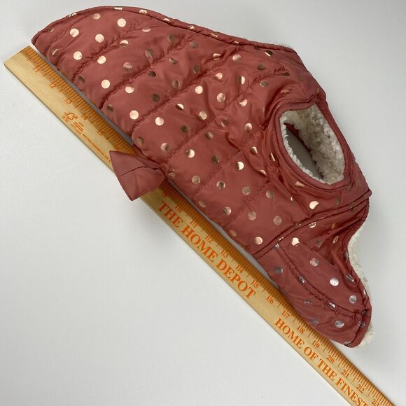 Frisco Heavyweight Polka Dotted Insulated Dog & Cat Parka Rose Gold Medium - Picture 7 of 8